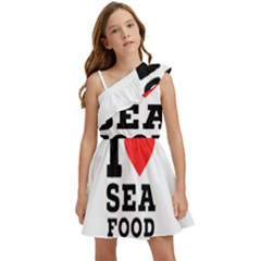 I Love Sea Food Kids  One Shoulder Party Dress by ilovewhateva