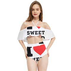 I Love Sweet Food Halter Flowy Bikini Set  by ilovewhateva