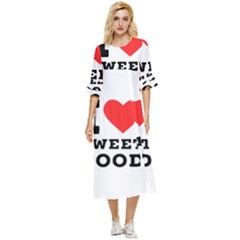 I Love Sweet Food Double Cuff Midi Dress