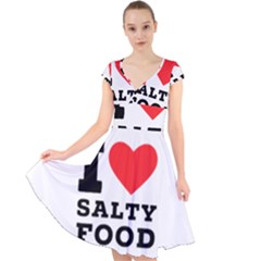 I Love Salty Food Cap Sleeve Front Wrap Midi Dress by ilovewhateva