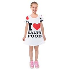 I Love Salty Food Kids  Short Sleeve Velvet Dress by ilovewhateva