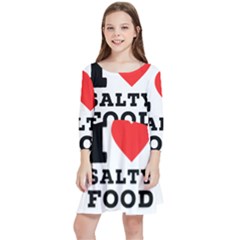 I Love Salty Food Kids  Quarter Sleeve Skater Dress by ilovewhateva