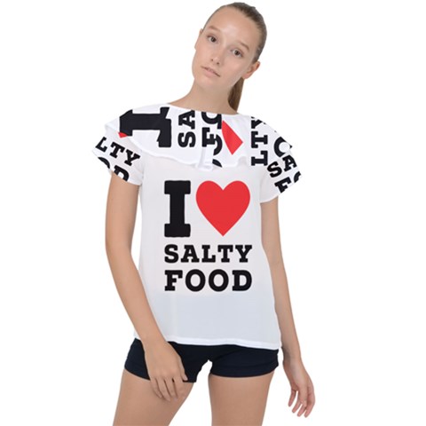 I Love Salty Food Ruffle Collar Chiffon Blouse by ilovewhateva