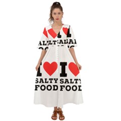 I Love Salty Food Kimono Sleeve Boho Dress by ilovewhateva