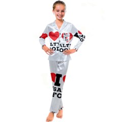 I Love Salty Food Kids  Satin Long Sleeve Pajamas Set by ilovewhateva