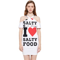 I Love Salty Food Shoulder Frill Bodycon Summer Dress by ilovewhateva