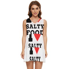 I Love Salty Food Tiered Sleeveless Mini Dress by ilovewhateva