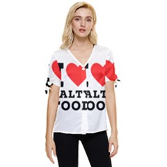 I Love Salty Food Bow Sleeve Button Up Top by ilovewhateva