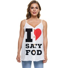 I Love Salty Food Casual Spaghetti Strap Chiffon Top by ilovewhateva