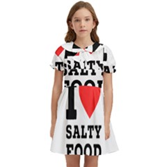 I Love Salty Food Kids  Bow Tie Puff Sleeve Dress by ilovewhateva