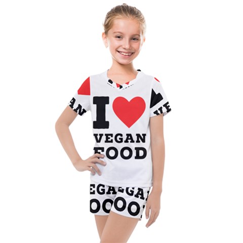 I Love Vegan Food  Kids  Mesh Tee And Shorts Set by ilovewhateva