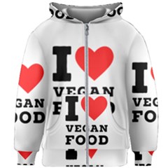 I Love Vegan Food  Kids  Zipper Hoodie Without Drawstring by ilovewhateva