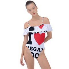 I Love Vegan Food  Frill Detail One Piece Swimsuit by ilovewhateva