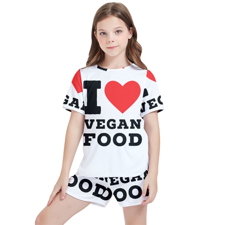 I love vegan food  Kids  Tee And Sports Shorts Set