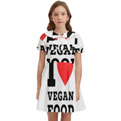 I Love Vegan Food  Kids  Bow Tie Puff Sleeve Dress by ilovewhateva