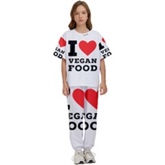 I Love Vegan Food  Kids  Tee And Pants Sports Set by ilovewhateva