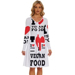 I Love Vegan Food  Long Sleeve Dress With Pocket by ilovewhateva