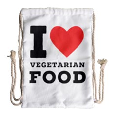 I Love Vegetarian Food Drawstring Bag (large) by ilovewhateva