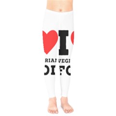 I Love Vegetarian Food Kids  Leggings by ilovewhateva