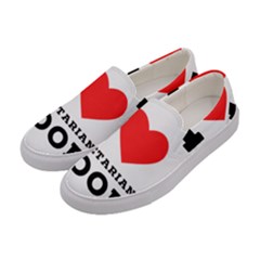 I Love Vegetarian Food Women s Canvas Slip Ons by ilovewhateva