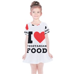 I Love Vegetarian Food Kids  Simple Cotton Dress by ilovewhateva