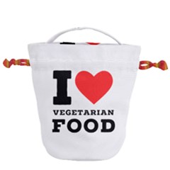 I Love Vegetarian Food Drawstring Bucket Bag