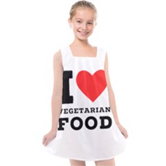 I Love Vegetarian Food Kids  Cross Back Dress by ilovewhateva