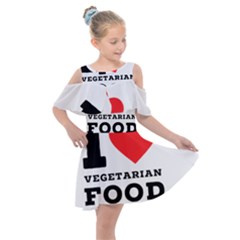 I Love Vegetarian Food Kids  Shoulder Cutout Chiffon Dress by ilovewhateva