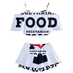 I Love Vegetarian Food Kids  Off Shoulder Skirt Bikini by ilovewhateva