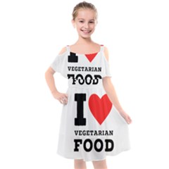 I Love Vegetarian Food Kids  Cut Out Shoulders Chiffon Dress by ilovewhateva