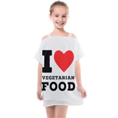 I Love Vegetarian Food Kids  One Piece Chiffon Dress by ilovewhateva