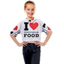 I love vegetarian food Kids Mock Neck Tee View1