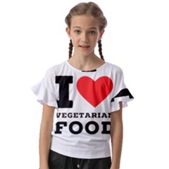 I Love Vegetarian Food Kids  Cut Out Flutter Sleeves by ilovewhateva