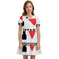 I Love Vegetarian Food Kids  Puff Sleeved Dress by ilovewhateva