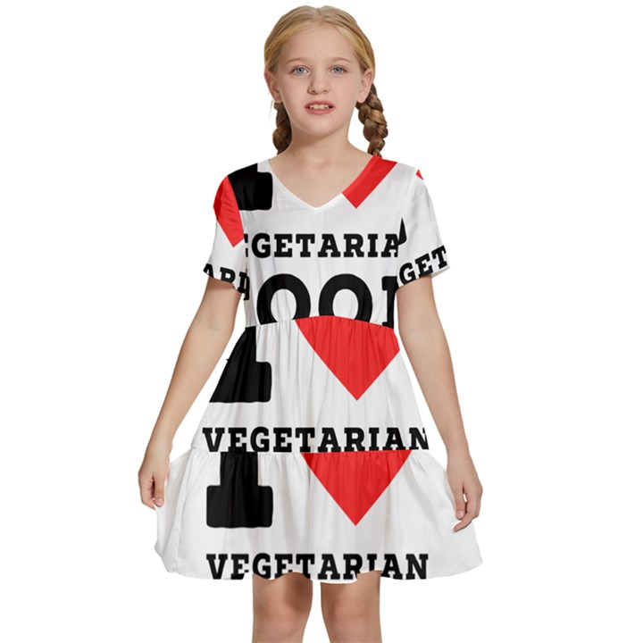 I love vegetarian food Kids  Short Sleeve Tiered Mini Dress