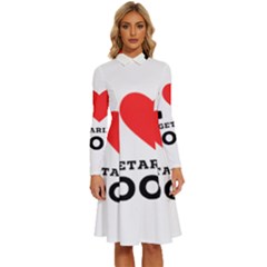 I Love Vegetarian Food Long Sleeve Shirt Collar A-line Dress by ilovewhateva