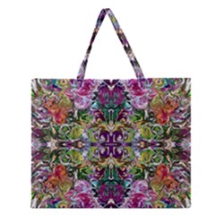 Spring Repeats Zipper Large Tote Bag by kaleidomarblingart