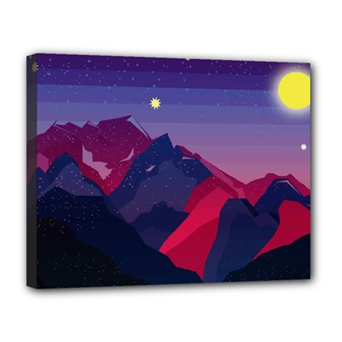 Abstract Landscape Sunrise Mountains Blue Sky Canvas 14  X 11  (stretched) by Grandong