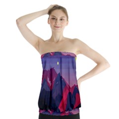 Abstract Landscape Sunrise Mountains Blue Sky Strapless Top by Grandong