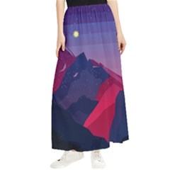 Abstract Landscape Sunrise Mountains Blue Sky Maxi Chiffon Skirt by Grandong