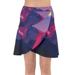 Abstract Landscape Sunrise Mountains Blue Sky Wrap Front Skirt by Grandong