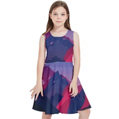 Abstract Landscape Sunrise Mountains Blue Sky Kids  Skater Dress by Grandong