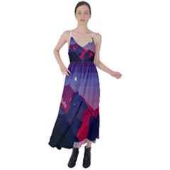 Abstract Landscape Sunrise Mountains Blue Sky Tie Back Maxi Dress by Grandong