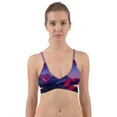 Abstract Landscape Sunrise Mountains Blue Sky Wrap Around Bikini Top by Grandong