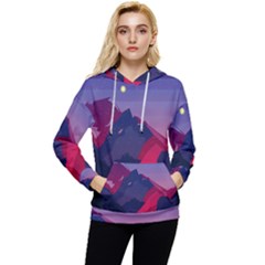 Abstract Landscape Sunrise Mountains Blue Sky Women s Lightweight Drawstring Hoodie by Grandong