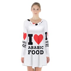 I Love Arabic Food Long Sleeve Velvet V-neck Dress by ilovewhateva