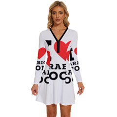 I Love Arabic Food Long Sleeve Deep V Mini Dress  by ilovewhateva