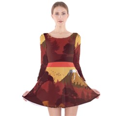 Japan Art Illustration Long Sleeve Velvet Skater Dress by Grandong