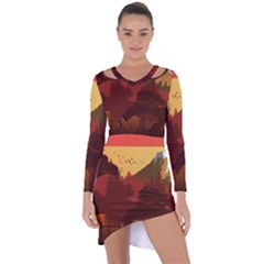 Japan Art Illustration Asymmetric Cut-out Shift Dress by Grandong