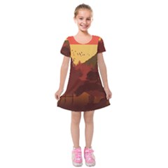 Japan Art Illustration Kids  Short Sleeve Velvet Dress by Grandong